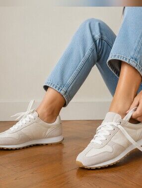 Zara Cream and White Women's Casual Sneakers